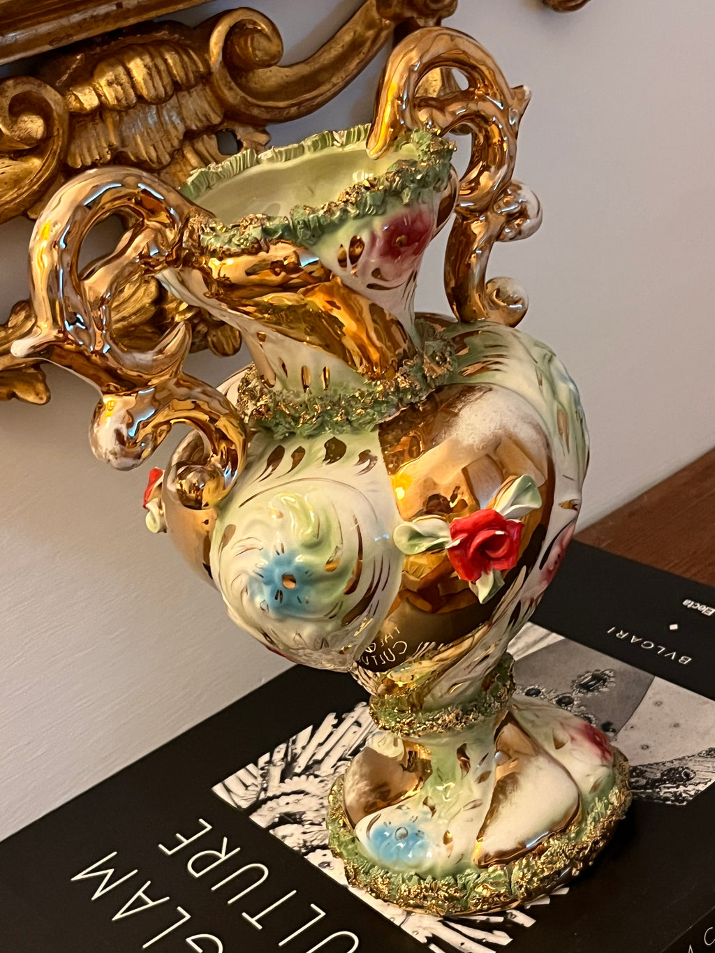 1950s glazed porcelain/ceramic vase, colored