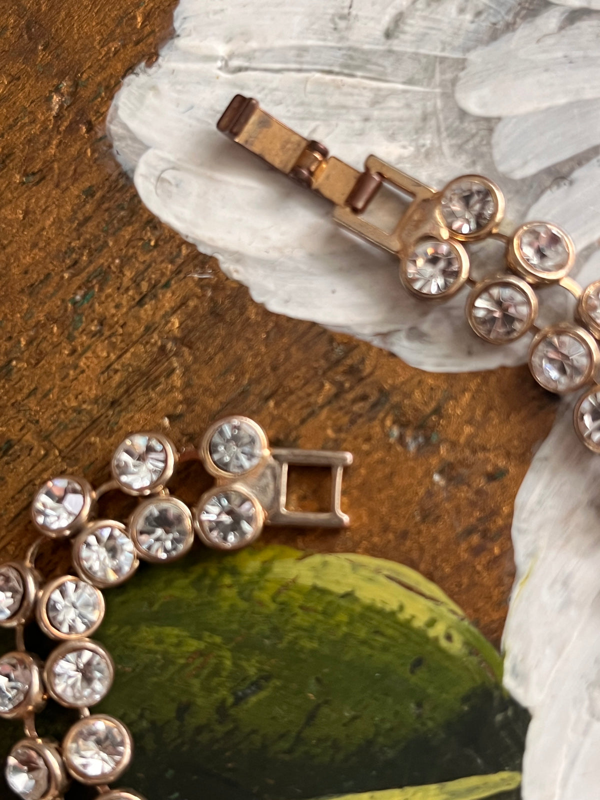 Bracciale vintage color argento con strass cristallo