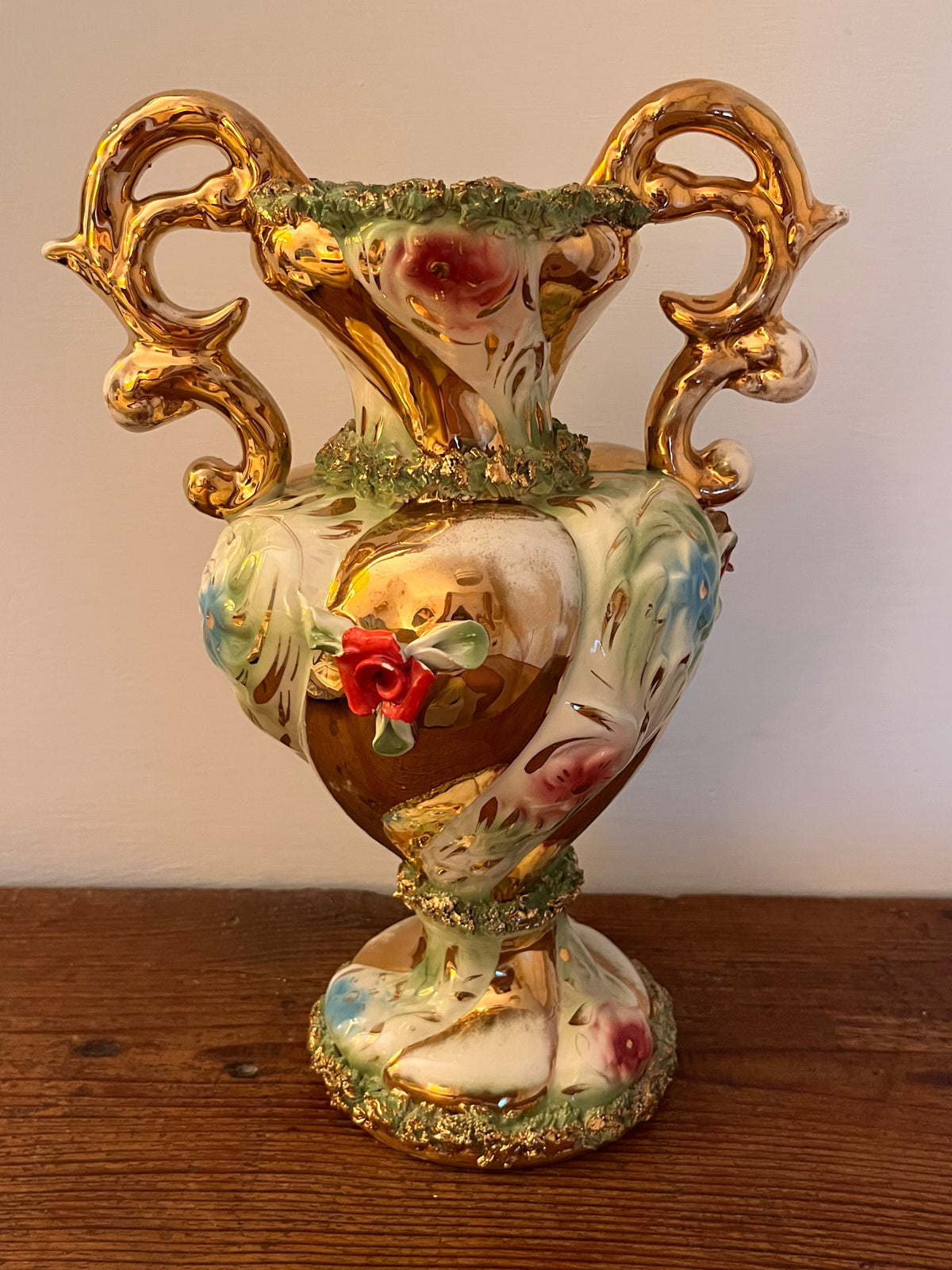 1950s glazed porcelain/ceramic vase, colored