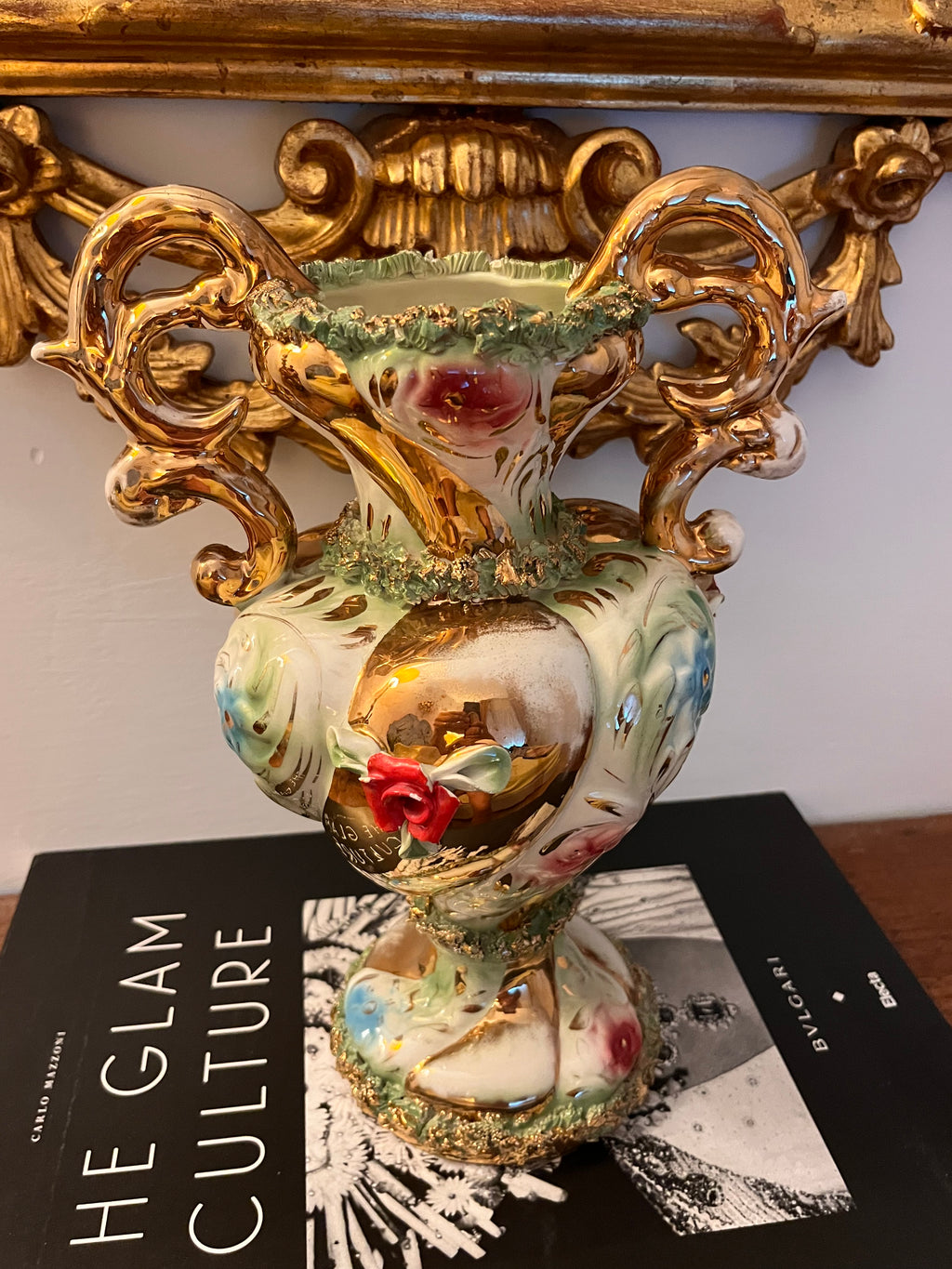 1950s glazed porcelain/ceramic vase, colored