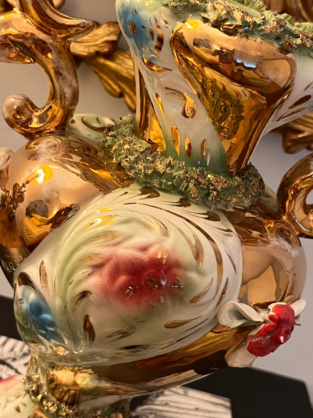 1950s glazed porcelain/ceramic vase, colored