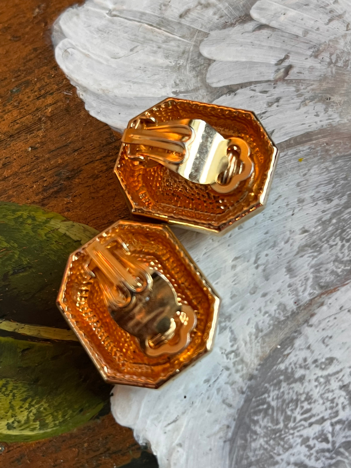 Orecchini vintage color oro con strass cristallo