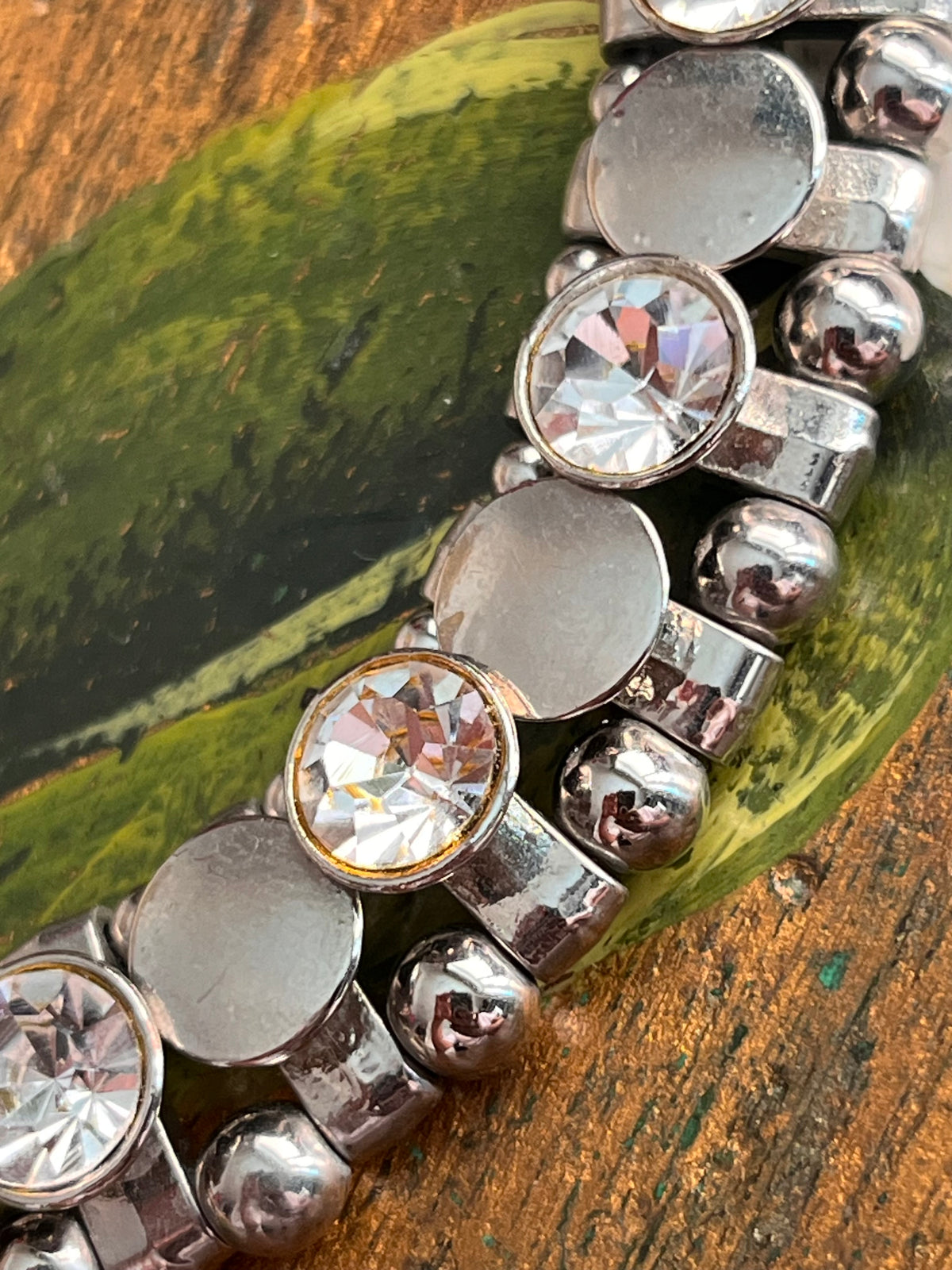 Girocollo vintage argentato con strass cristallo