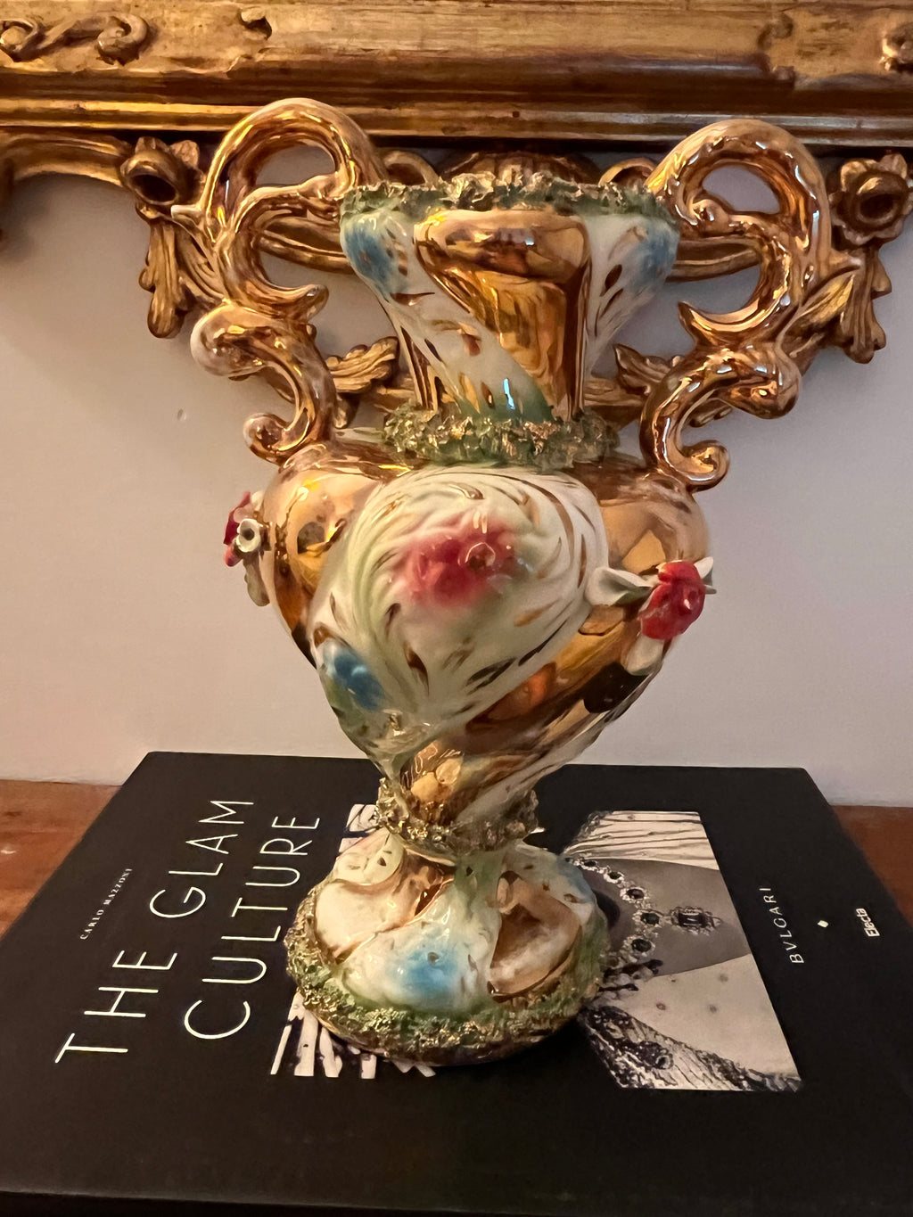 1950s glazed porcelain/ceramic vase, colored