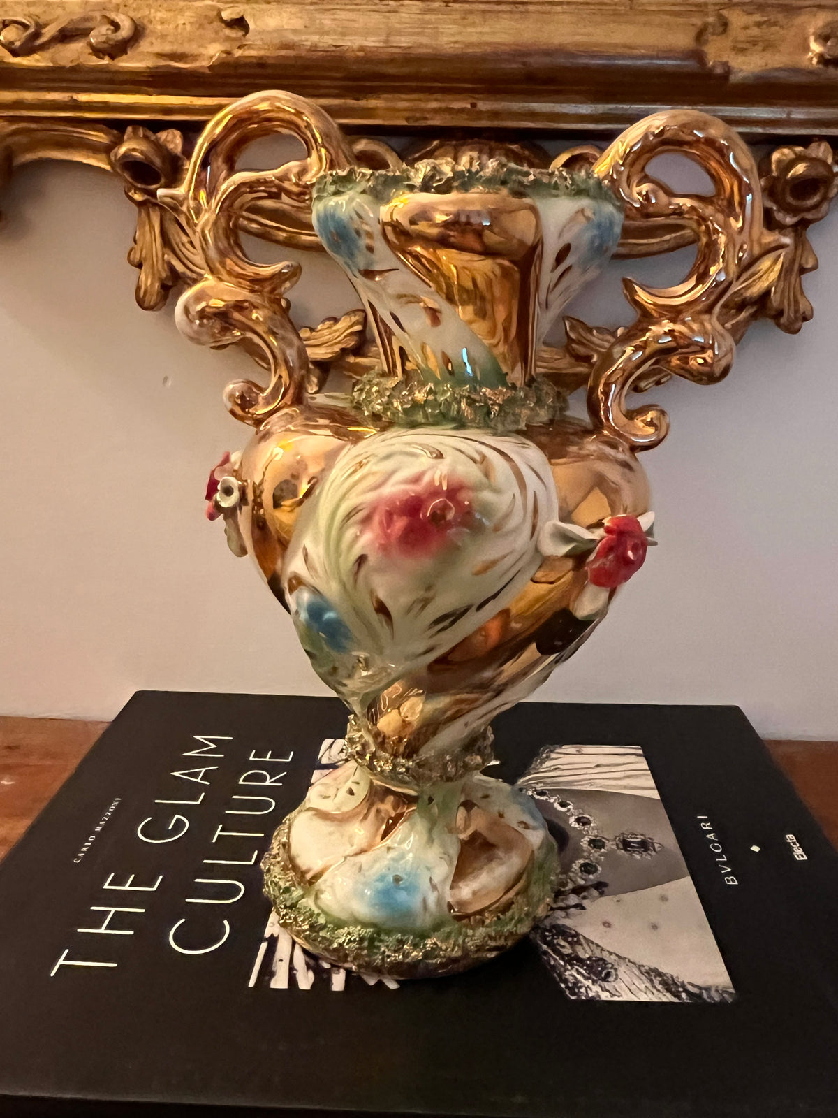 1950s glazed porcelain/ceramic vase, colored